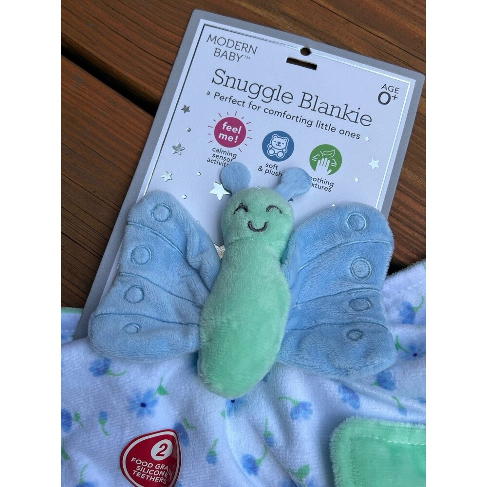 Modern Baby Butterfly Snuggle Blankie Lovey Teether Crinkle Activity Blanket New